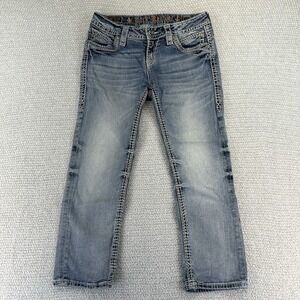 Rock Revival Jeans Womens 27 28x23 Nicole Capri Embellished Rhinestone Denim